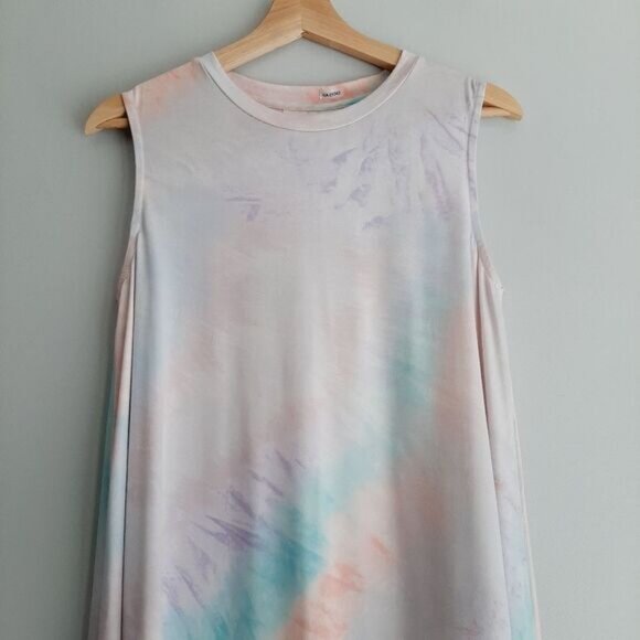 KIWI + PUNCH / Tie-Dye T-Shirt Mini Dress Crewneck Rainbow Sz M - Picture 3 of 10